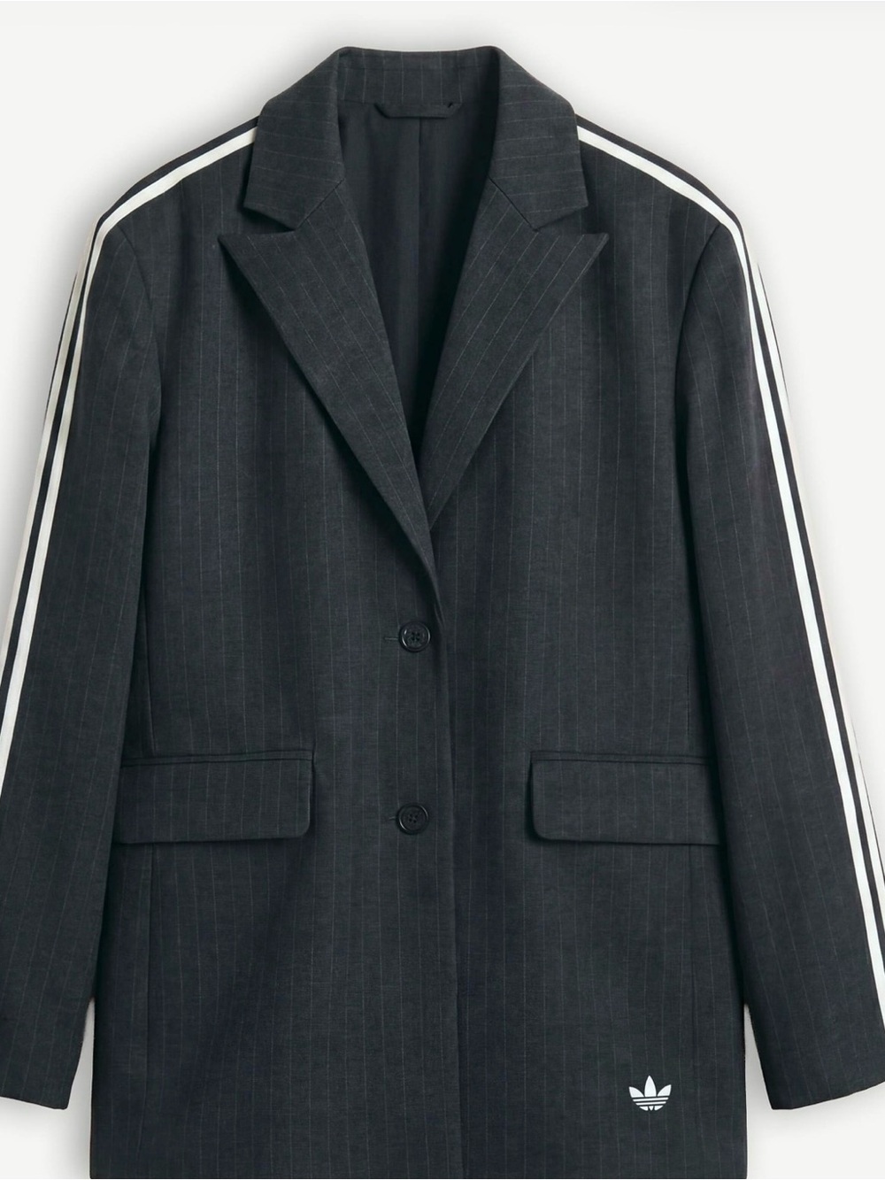 Adidas x Asos Charcoal Pinstripe Blazer with White Athletic Stripes